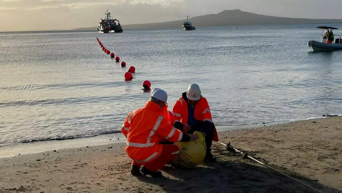 Southern Cross NEXT submarine cable touches down at Auckland's Takapuna Beach