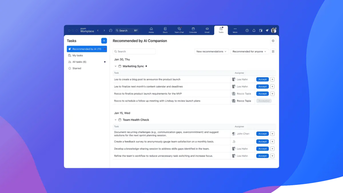 Zoom unveils Custom AI Companion & task features for users