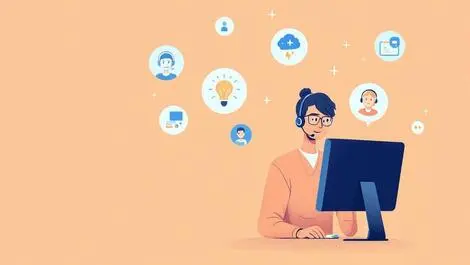 Customer support agent ai learning modules service interactions illustration