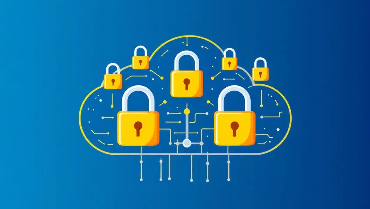Digital cloud with interconnected padlocks symbolizing secure trustworthy ai