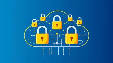 Digital cloud with interconnected padlocks symbolizing secure trustworthy ai