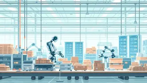 Modern japanese factory automation robots traditional equipment it servers floor