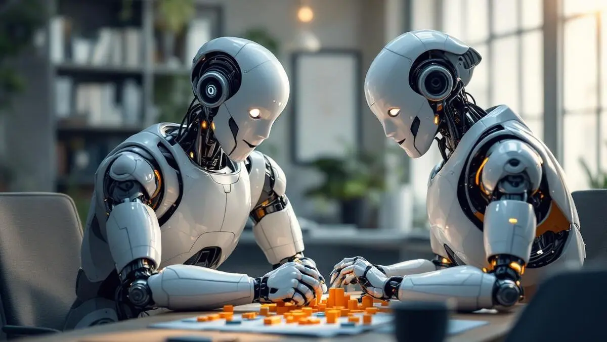 Realistic humanoid robot human collaboration office puzzle ai control