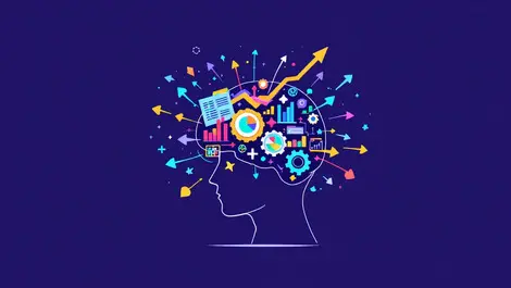 Human brain colorful data charts arrows creativity data analytics marketing