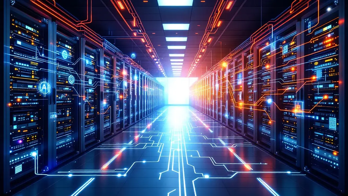 Modern it data center mainframe computers ai neural network cables servers