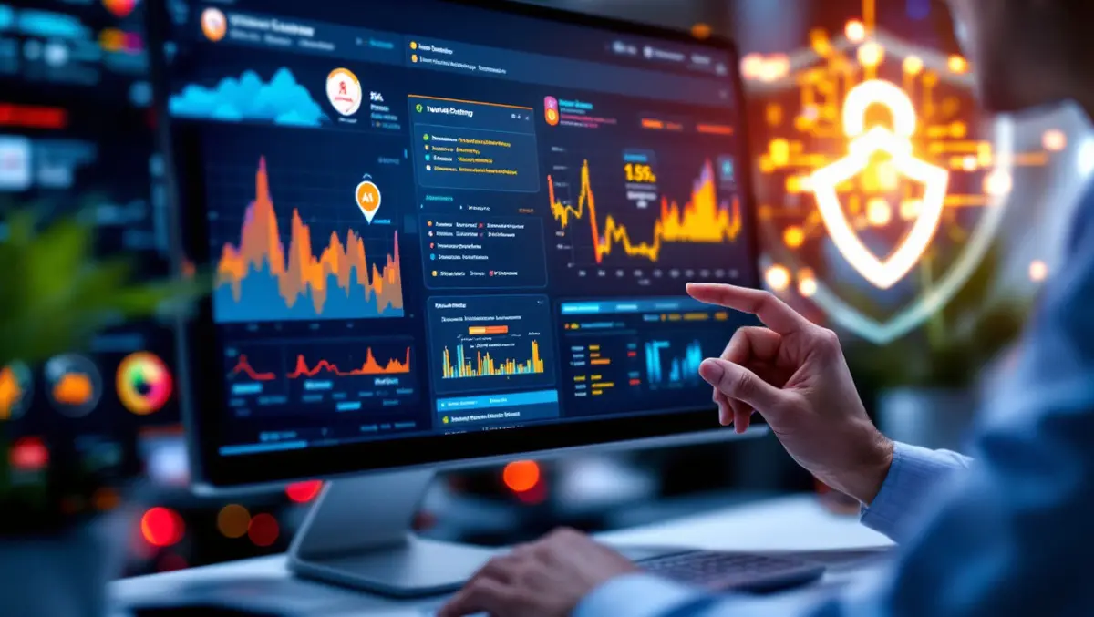 Cybersecurity professional analyzing risk heatmaps vulnerability alerts ai assisted threat protection