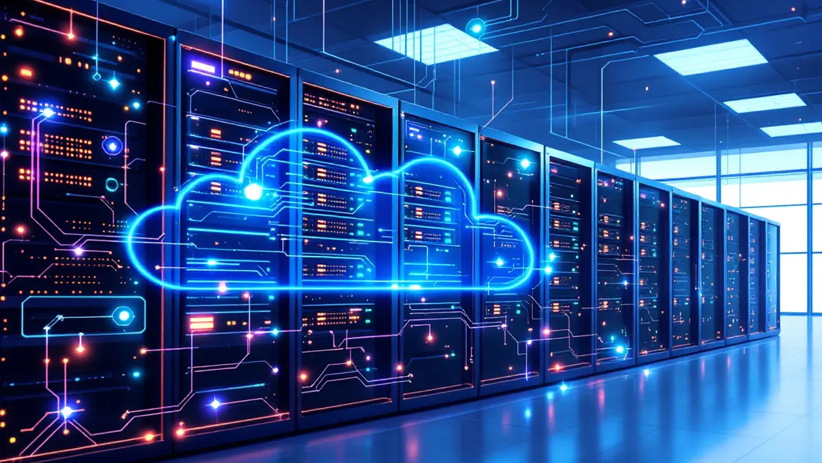 Modern european office server room cloud servers efficiency digital circuit illustration