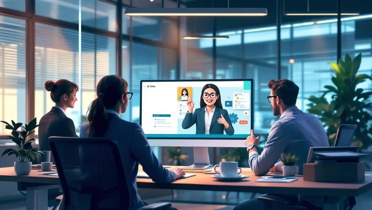 Corporate office business professionals ai powered sales training session