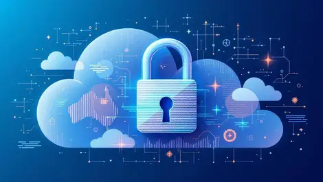 Cloud security padlock abstract digital patterns australia new zealand motif