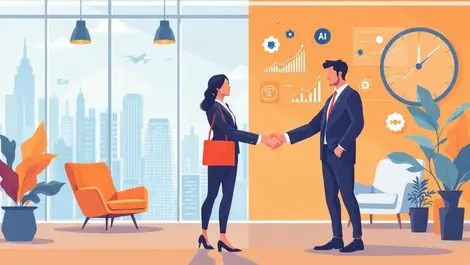 Business professionals shaking hands london office ai consultancy growth