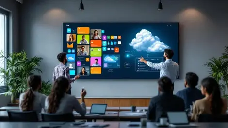 Modern indian classroom interactive display remote learning tech ed