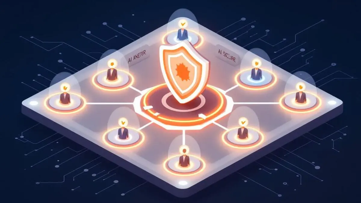 Isometric secure control room dashboard ai agents checkmarks