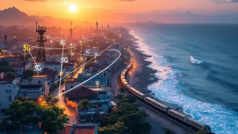 Indian coastal cities 5g fixed wireless konkan railway sunset