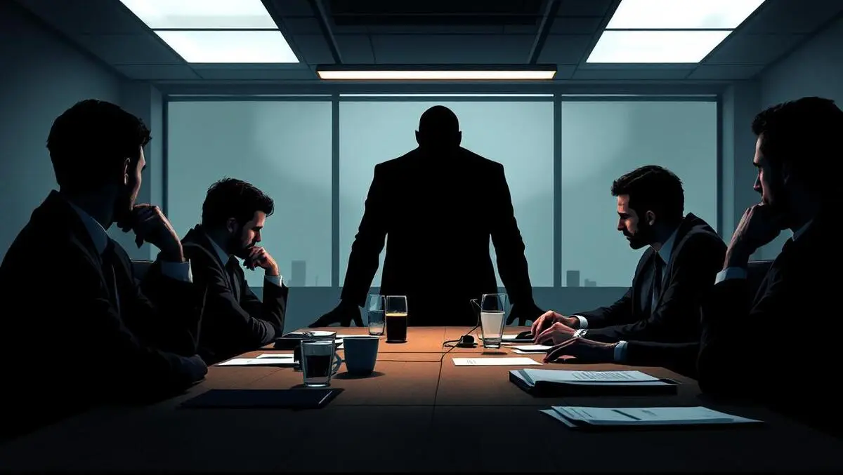 Tense us office conference room shadowy manager fear silence