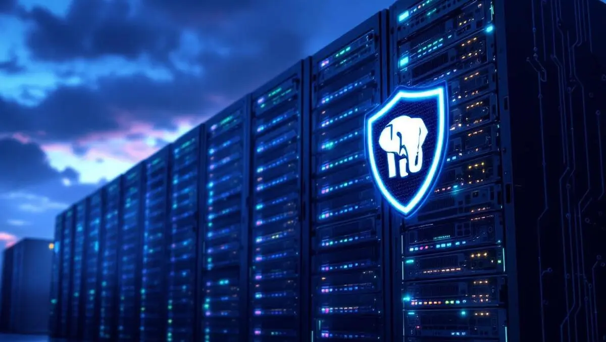 Secure sf datacenter shield racks with postgres elephant emblem