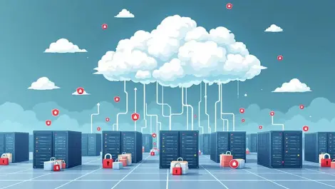 Editorial storm cloud cloud security failure server racks padlocks warnings