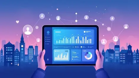 Positive bank dashboard tablet amsterdam finance digital illustration